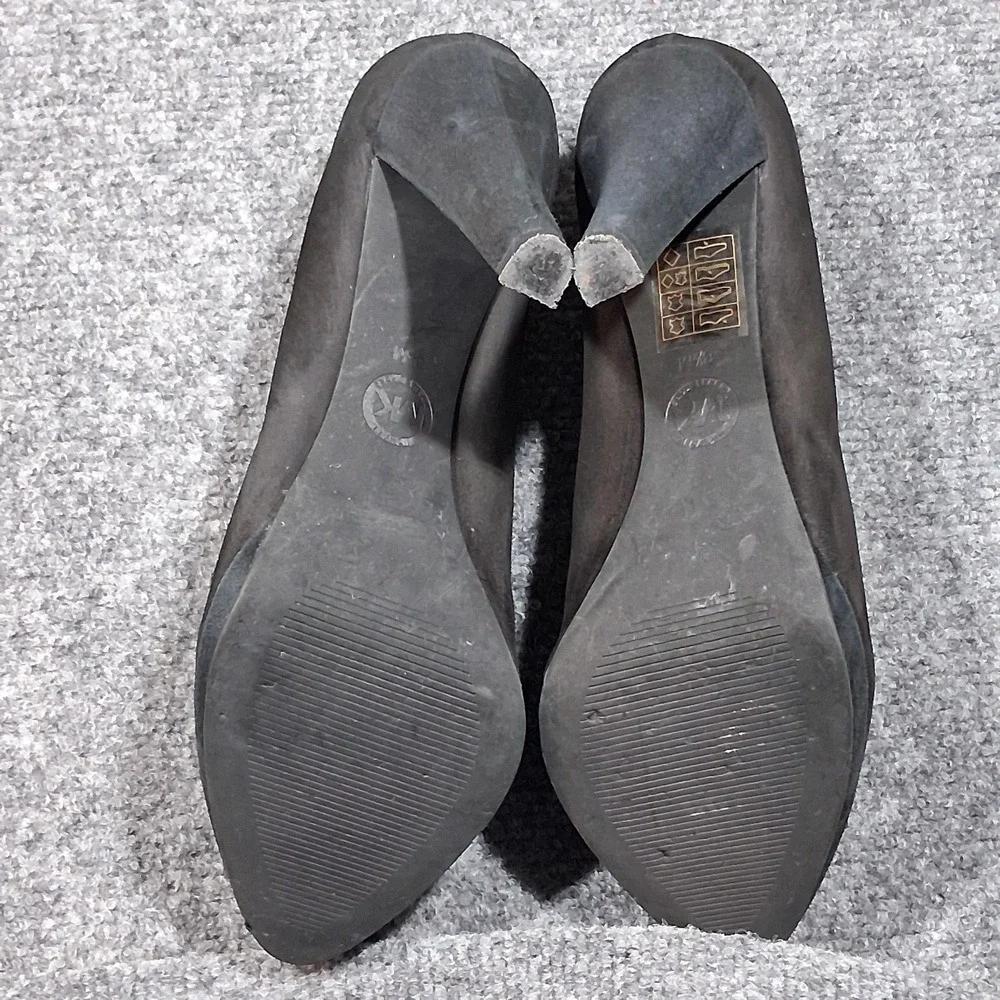 Michael Michael‎ Kors Black Suede V-Cut Platform Booties Pointed Toe Heels 8.5M